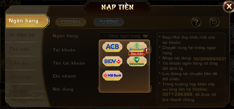 nạp tiền iwin