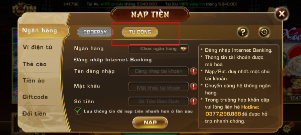 nạp tiền iwin